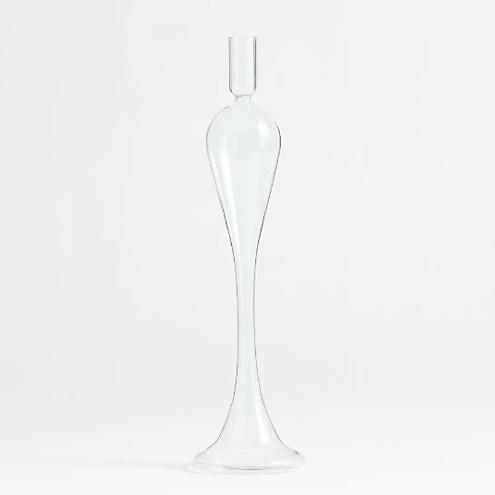 New! Crate&Barrel Clear Glass Sculptural Vase Candle Holder 20”